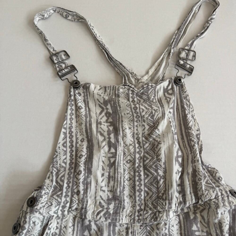 Linen Large Gray White Boho tribal overall jumper romper shorts playsuit Cali - Picture 8 of 12